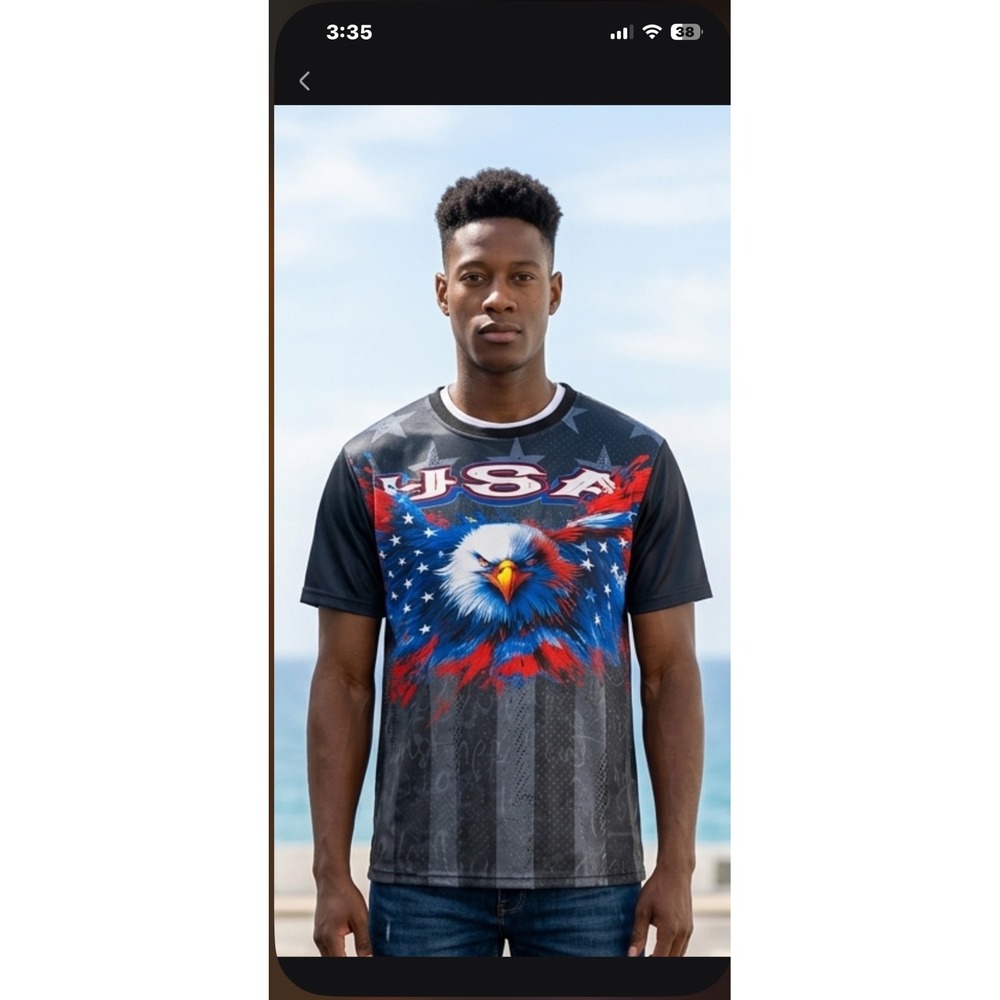 Celebrating 250 USA Eagle American Flag Graphic Tee Shirt Mens XL Grey Patriotic